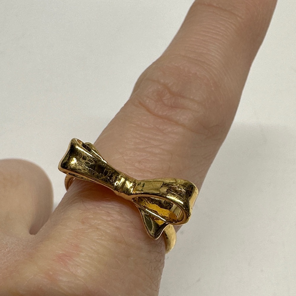 Kate Spade New York Bow Ring Dainty Gold Plated Women's Size 8